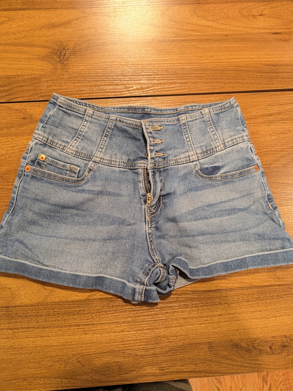 No Boundaries Light Blue High-Rise Denim Shorts